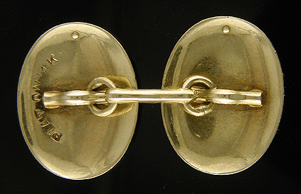 Rear view of antique platinum and gold cufflinks.