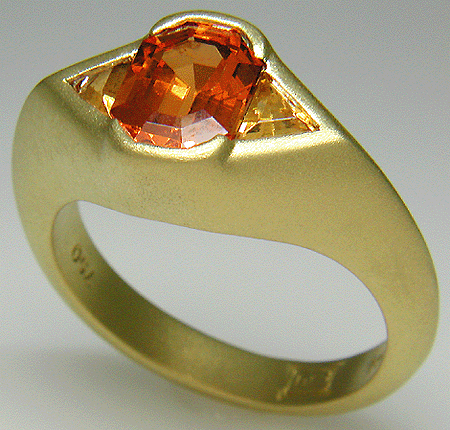 Spessartite garnet and tourmaline ring.