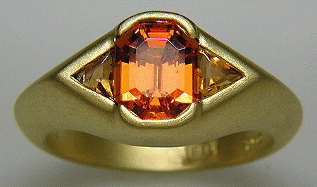 Spessartite garnet and tourmaline ring.