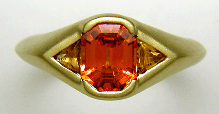 Spessartite garnet and tourmaline ring.