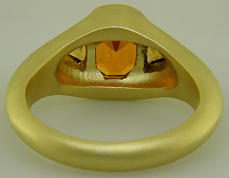 Inside view of spessartite garnet and tourmaline ring.