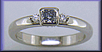 Fancy Intense blue radiant-cut diamond set in a platinum ring.