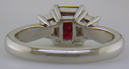 Inside view of hand-crafted platinum ring.