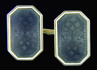Carrington blue-gray enamel cufflinks. (J8837)
