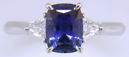 Hand-crafted sapphire and diamond platinum ring.