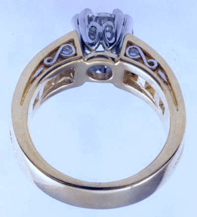 Inside of 18 karat engagement ring.