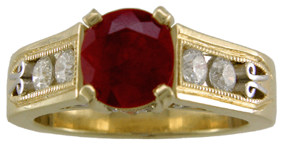 18kt gold diamond and Burmese ruby ring.