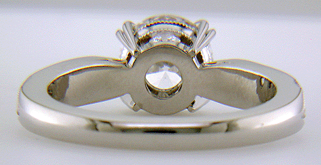 Inside view of platinum diamond ring with 18kt gold accents.
