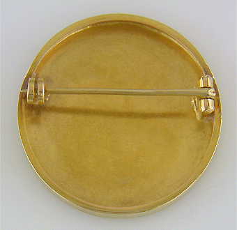Victorian Egyptian Revival gold brooch with enamel portrait. (J7411)