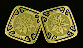 Keller blue enamel and gold cufflinks. (J8848)