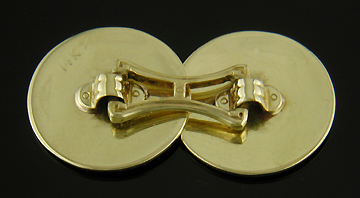 Krementz yellow and white gold cufflinks. (J8997)