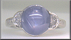 Star Sapphire and Lunar Diamond platinum ring. (J8521)