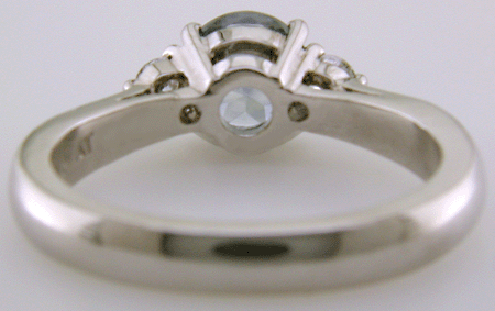 Inside view of hand-crafted platinum ring with Montana Sapphire.