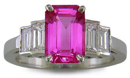 pink gemstone rings. The center stone is a vibrant