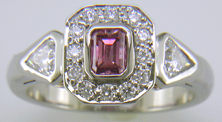 Fancy Intense Purplish-Pink diamond set in a hand-crafted platinum ring. (J7260)