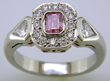 Fancy Intense Purplish-Pink diamond set in a hand-crafted platinum ring. (J7260)