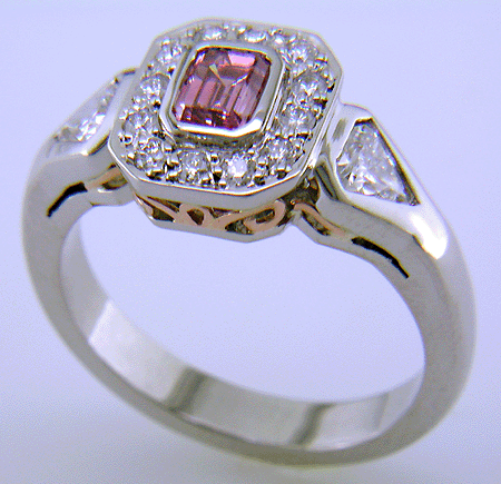 Fancy Intense Purplish-Pink diamond set in a hand-crafted platinum ring. (J7260)