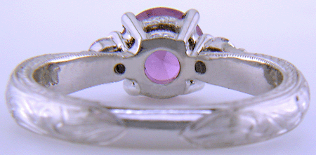 Inside view of hand-engraved platinum ring. (J8525)
