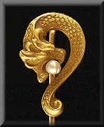 Victorian stickpin of serpent with pearl.