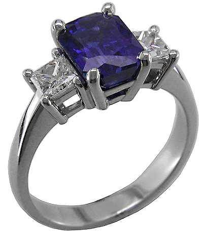 Stuller Wedding Bands on 77ct Radiant Sapphire And Diamond Ring In Platinum   Bijoux