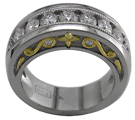 Platinum 18kt gold and diamond custom wedding ring