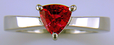 Unengraved platinum ring with a trillium red spinel.