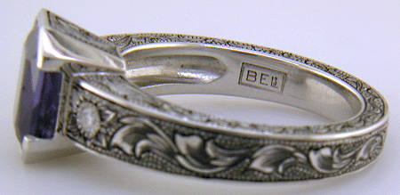 Close-up of Bijoux Extraordinaire hallmark (BEL).