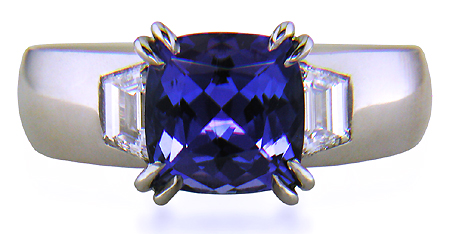 Custom tanzanite and diamond engagement ring.