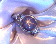 Platinum Star Sapphire and Diamond ring - inside view Bijoux Extraordiniare Custom Designed Jewelry