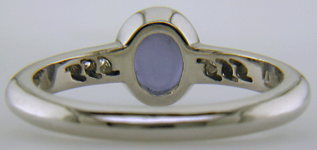Inside view of Star Sapphire and diamond platinum ring. (J7414)