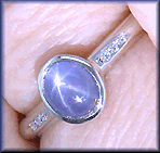 Star Sapphire and diamond platinum ring.