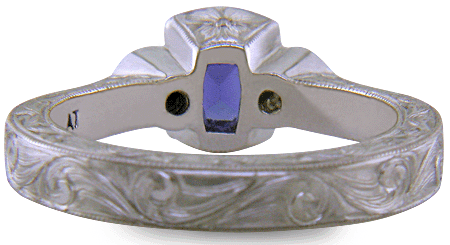 Tanzanite and diamond engraved ring.  (J8708)