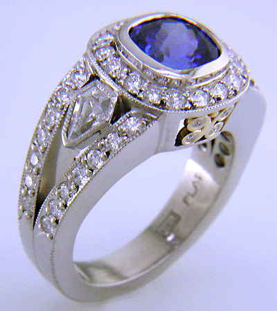 Elegant tanzanite and diamond ring.