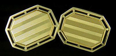 Elegant gold and black enamel cufflinks (J8797).