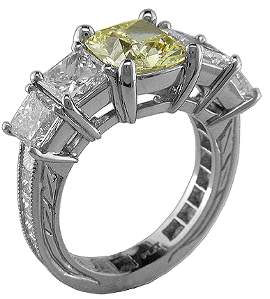 Diamond Anniversary Rings on Platinum Anniversary Ring Featuring A Fancy Yellow Diamond And 19