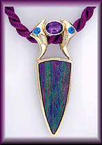 Striking 18kt gold pendant with rainbow hematite.