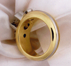 Inside view of a Platinum and Diamond ring.