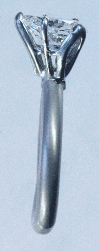 End-view of platinum & diamond engagement ring.