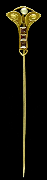 Art Nouveau Amethysts and Pearl Stickpin (SP9708)