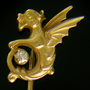 Alling dragon and diamond stickpin. (J9017)