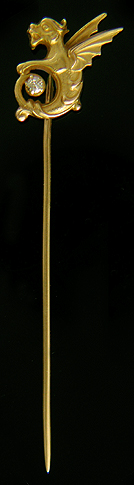 Alling dragon and diamond stickpin. (J9017)