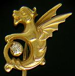 Alling dragon and diamond stickpin. (J9017)