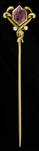 Victorian amethyst and diamond stickpin. (J9086)