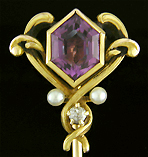 Victorian amethyst and diamond stickpin. (J9086)