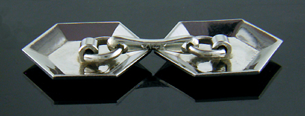 Art Deco white gold cufflinks with black enamel accents. (J8989)