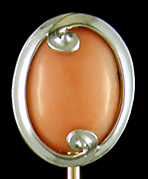 Art Deco coral and platinum stickpin. (J9464)