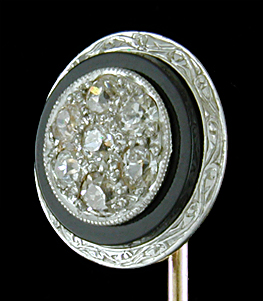 Art Deco diamond and onyx stickpin. (SP9593)