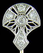 Art Deco diamond and filigree stickpin.