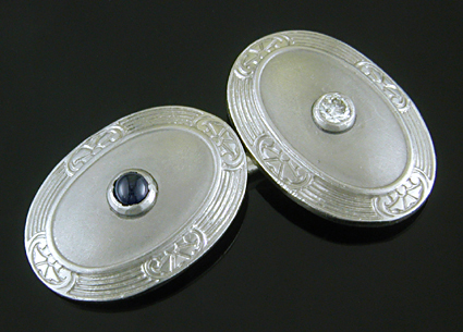 Art Deco sapphire and diamond cufflinks. (CL9484)