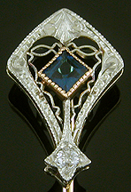 Art Deco sapphire and diamond stickpin. (J9452)